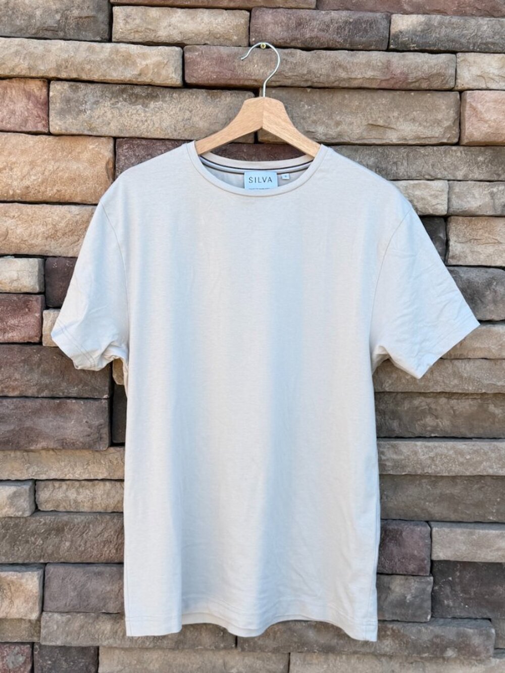 Silva Short Sleeve T-Shirt – Cream/Tan – Men’s Small – Made in Portugal
